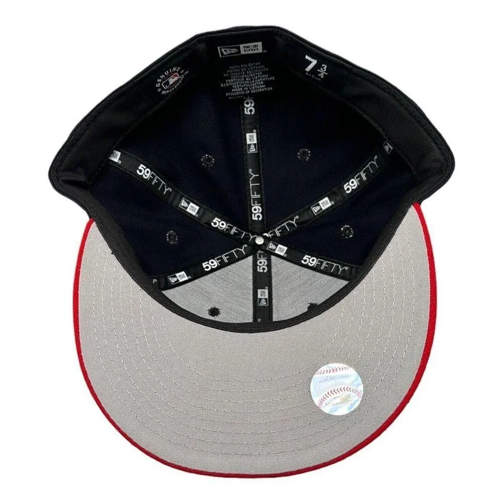 New Era 59FIFITY Atlanta Braves 95 WS Side Patch Fitted Hat Navy Size 7 3/4 NWT